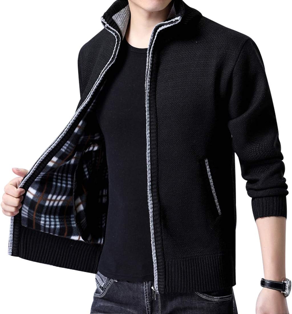 Classic Knitted Cardigan with Collar and Zipper